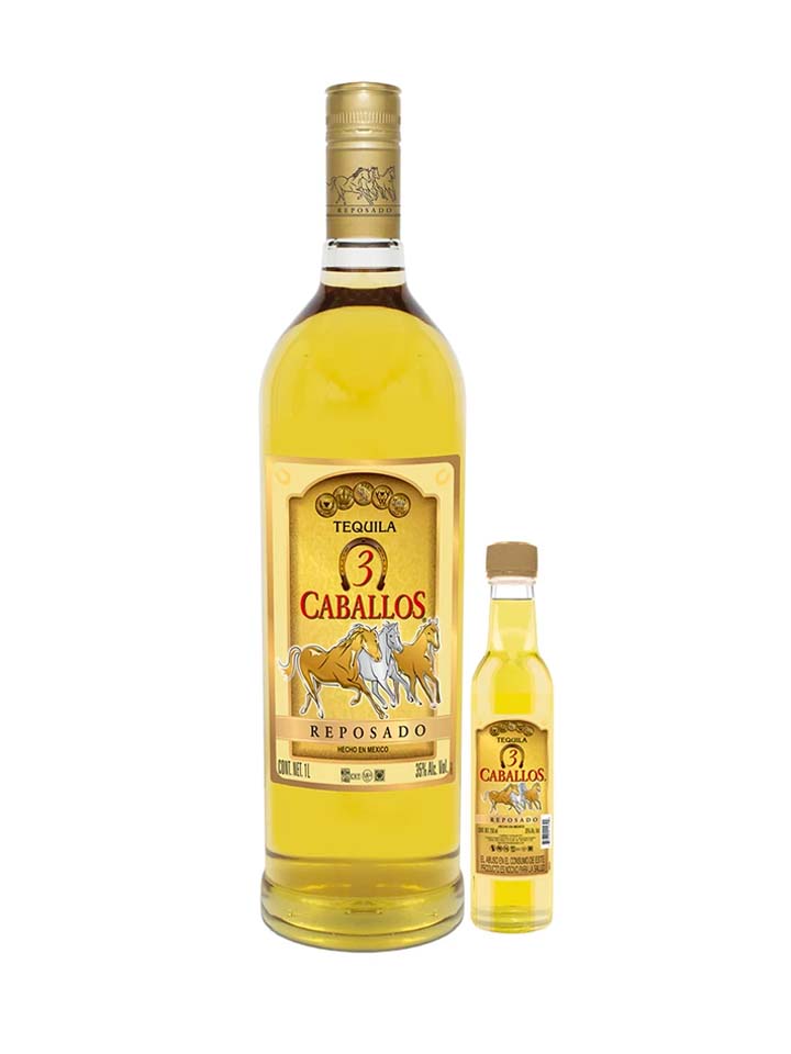 Tequila 3 Caballos Reposado. Lto + Bot 250ml