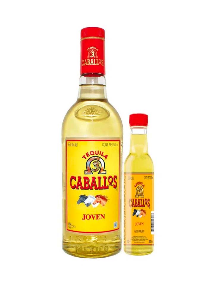 Tequila 3 Caballos Joven .940 ml+Bot 250ml